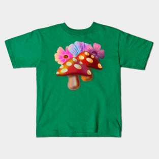 three Flowers & Two Mushrooms Kids T-Shirt